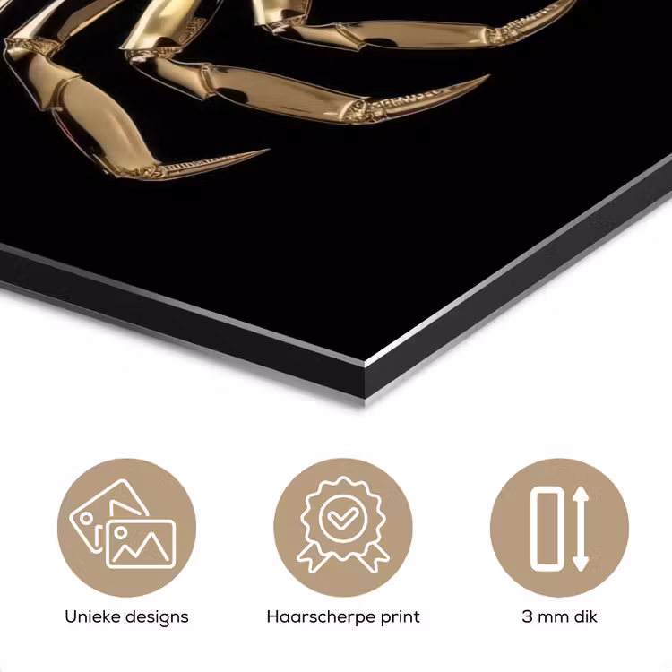 Aluminium schilderij - Goud - Krab - Dieren - Zwart — 7