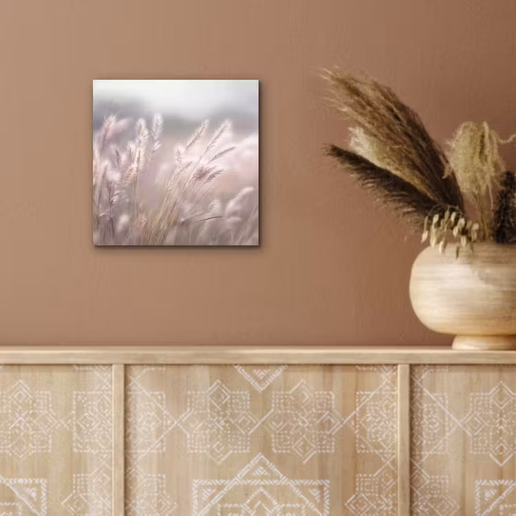 Aluminium schilderij - Graspluimen - Wind - Beige - Mistig — 5