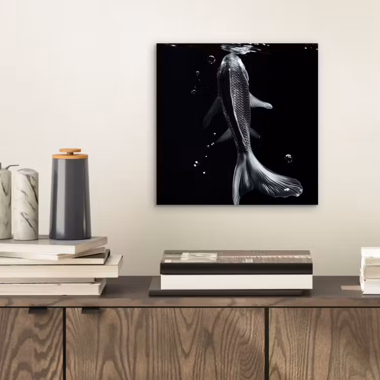 Aluminium schilderij - Koi - Vissen - Water - Zwart — 2