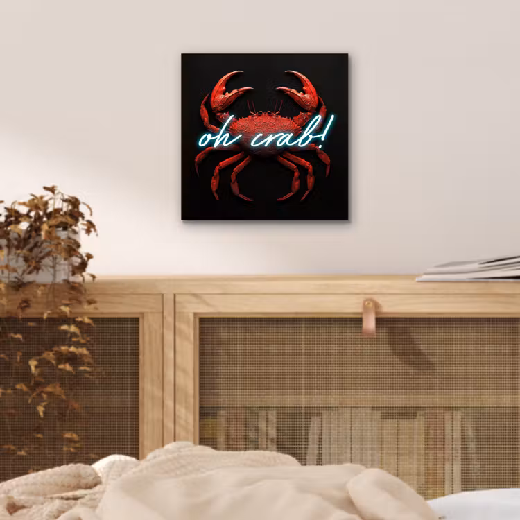Aluminium schilderij - Krab - Rood - Neon - Quote — 4
