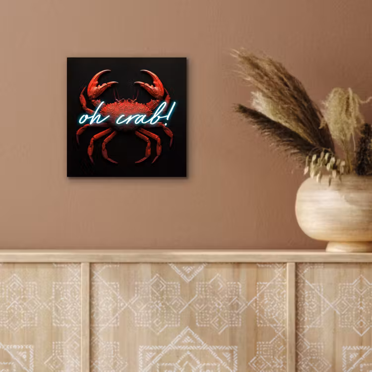 Aluminium schilderij - Krab - Rood - Neon - Quote — 5