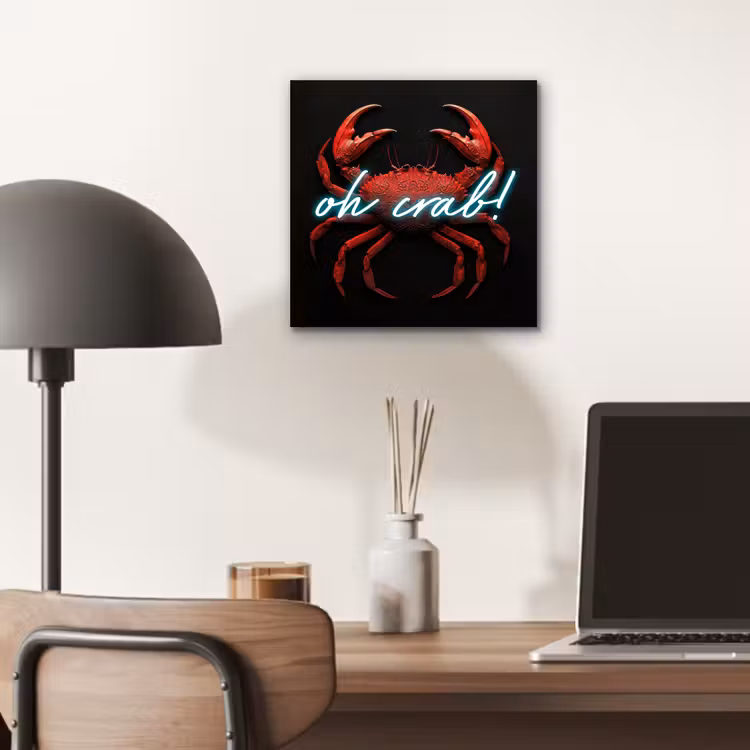 Aluminium schilderij - Krab - Rood - Neon - Quote — 6