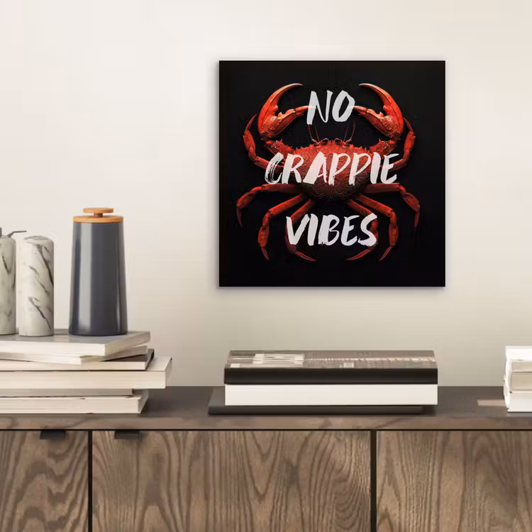 Aluminium schilderij - Krab - Rood - Tekst - Zwart — 2