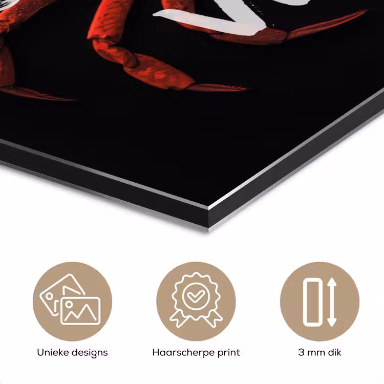 Aluminium schilderij - Krab - Rood - Tekst - Zwart — 7