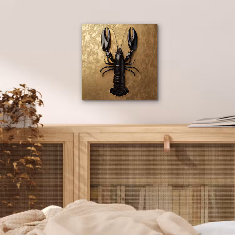 Aluminium schilderij - Kreeft - Zwart - Goud - Luxe — 4