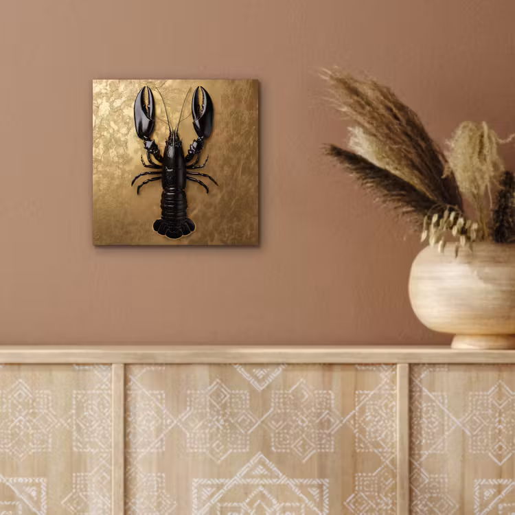 Aluminium schilderij - Kreeft - Zwart - Goud - Luxe — 5