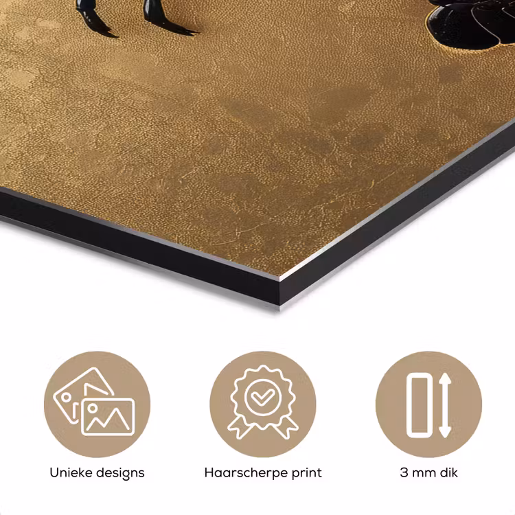 Aluminium schilderij - Kreeft - Zwart - Goud - Luxe — 7