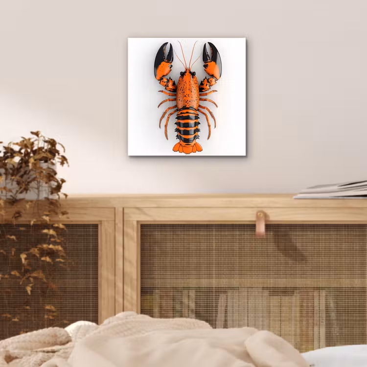 Aluminium schilderij - Kreeft - Zwart - Oranje - Wit - Uniek — 4
