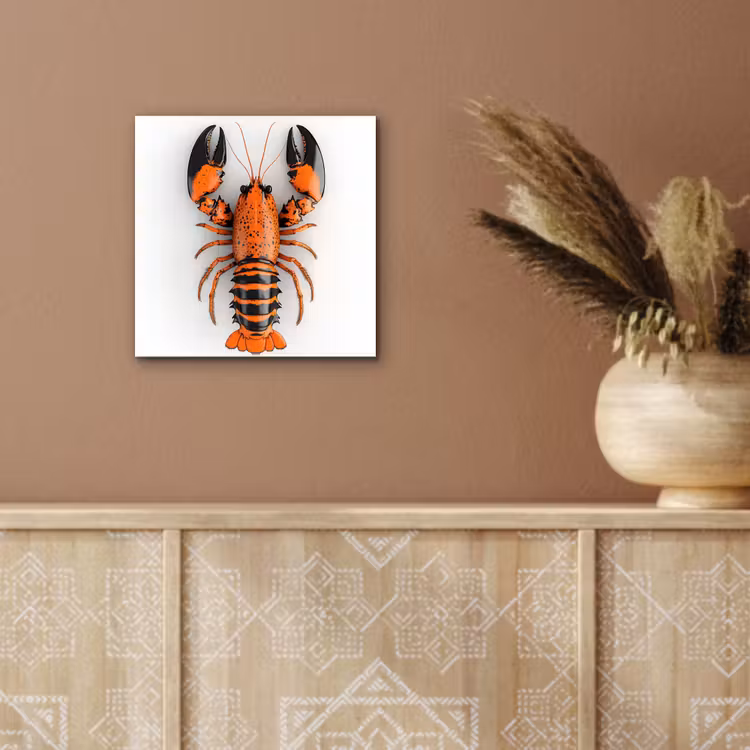 Aluminium schilderij - Kreeft - Zwart - Oranje - Wit - Uniek — 5