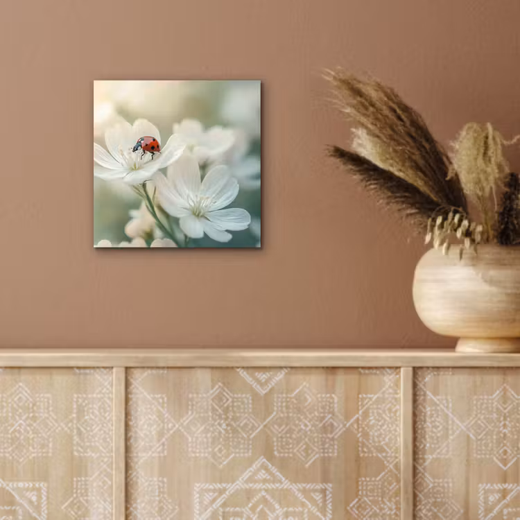 Aluminium schilderij - Lieveheersbeestje - Bloemen - Wit — 5