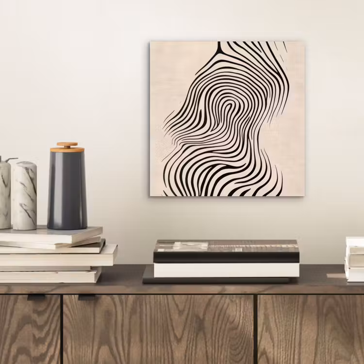 Aluminium schilderij - Lijnen - Abstract - Golvend - Zwart — 2