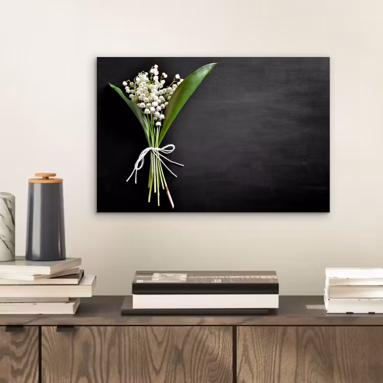 Aluminium schilderij - Lelietjes van dalen - Bloemen - Strik — 2