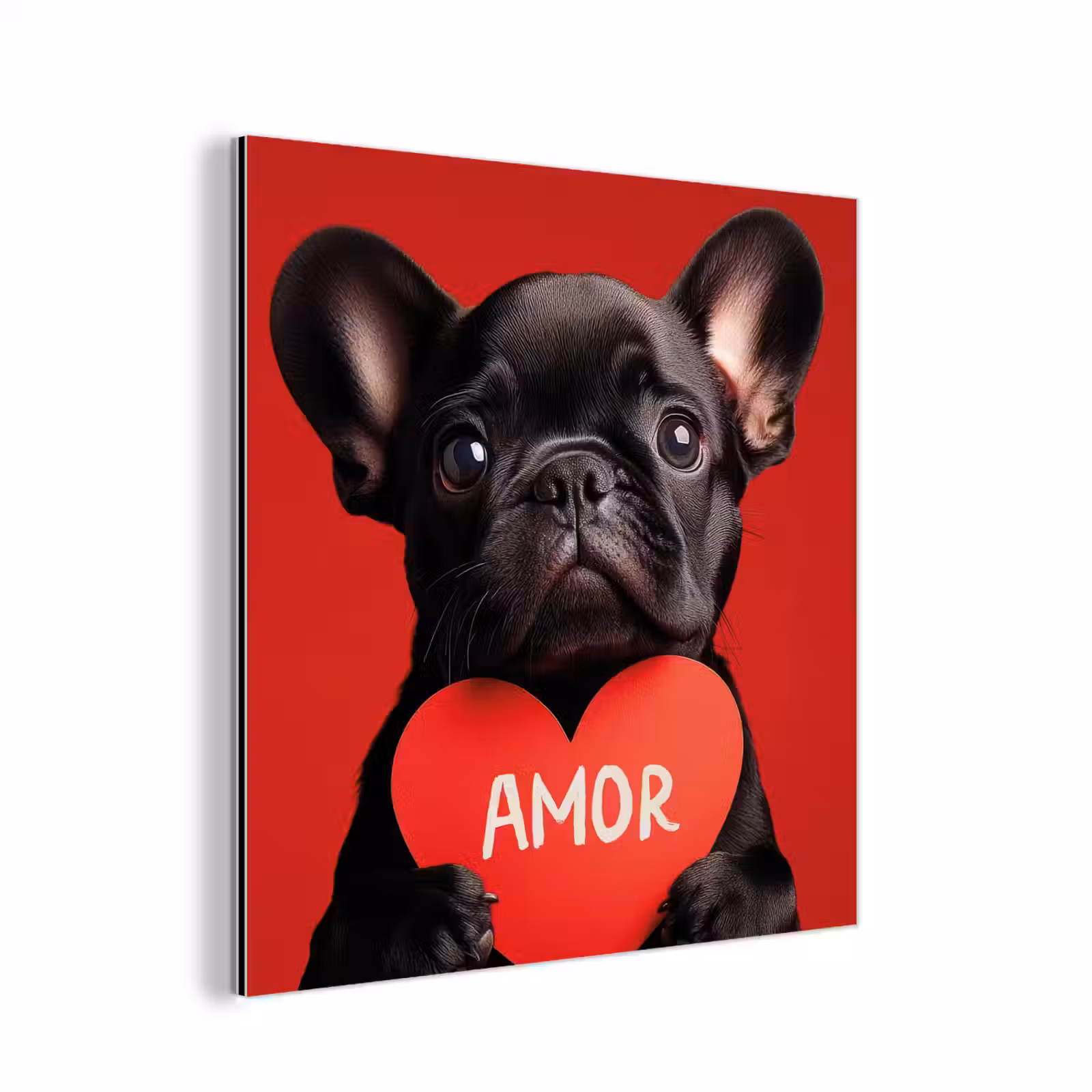 Aluminium schilderij - Amor - Hond - Hartje - Rood — 1