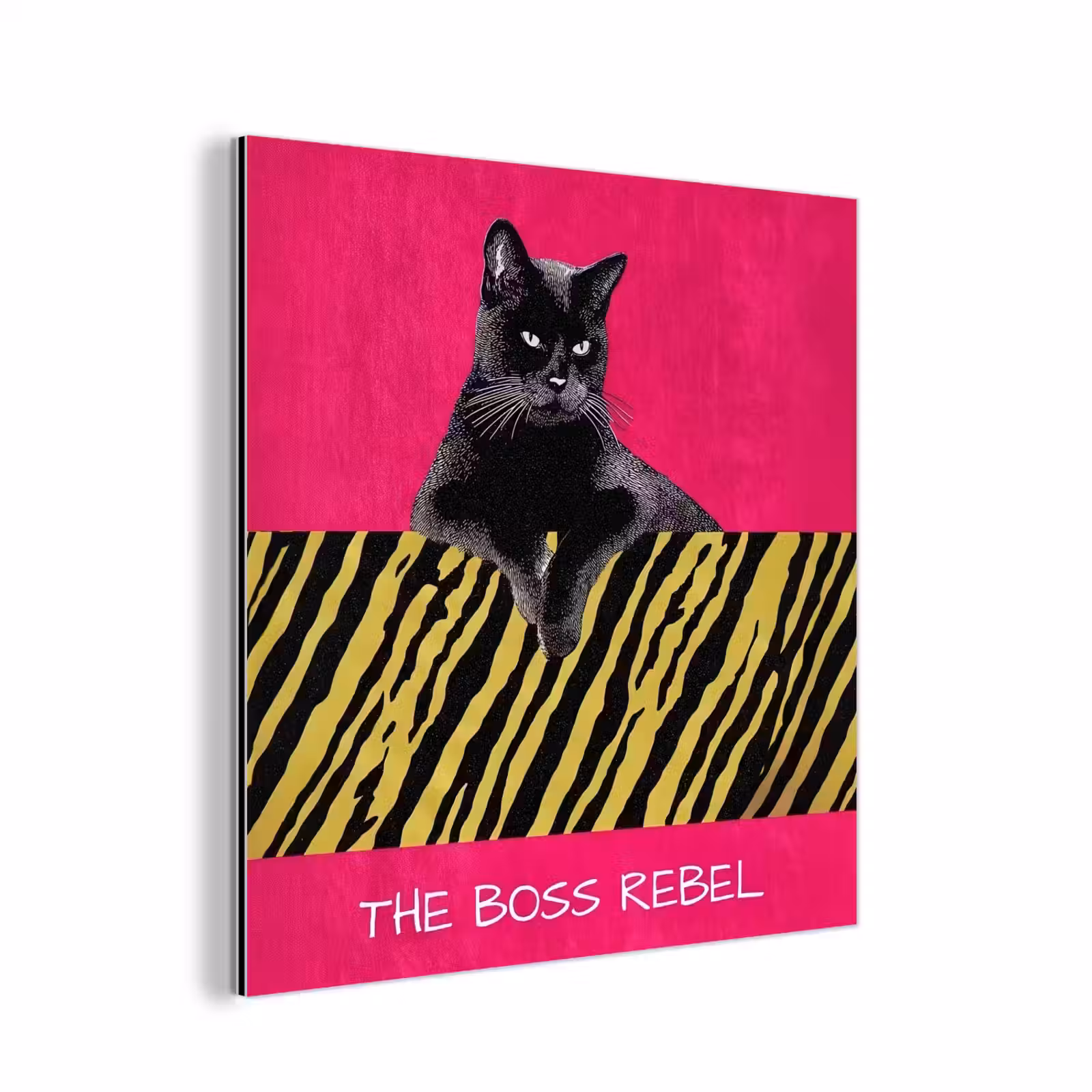 Aluminium schilderij - Kat - Baas - Roze - Tijgerprint — 1