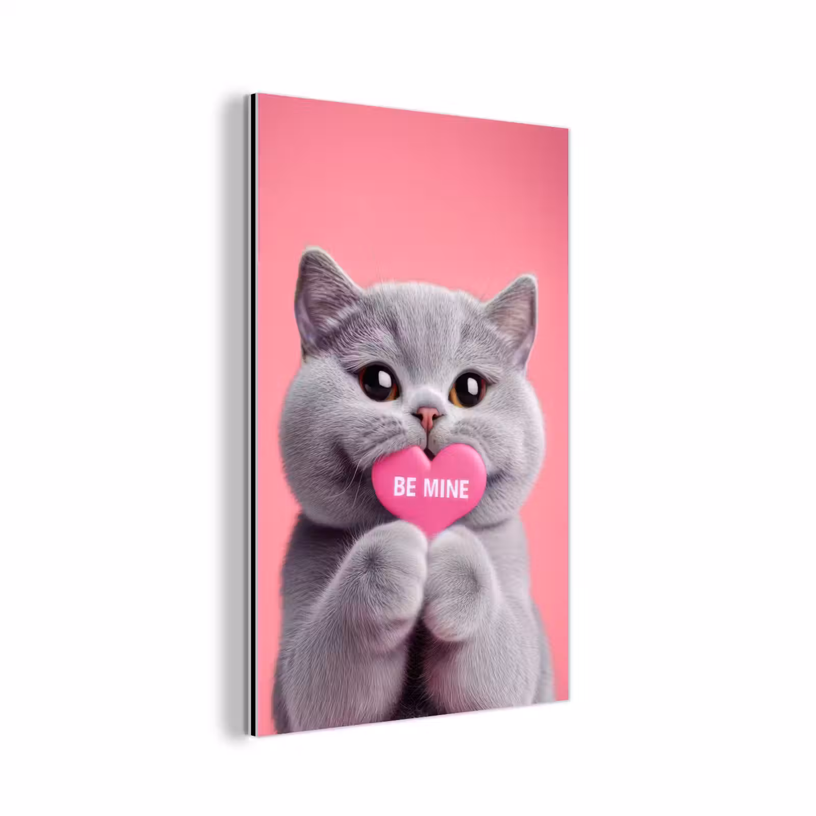Aluminium schilderij - Kat - Valentijn - Roze - Liefde — 1