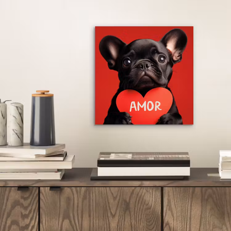 Aluminium schilderij - Amor - Hond - Hartje - Rood — 2