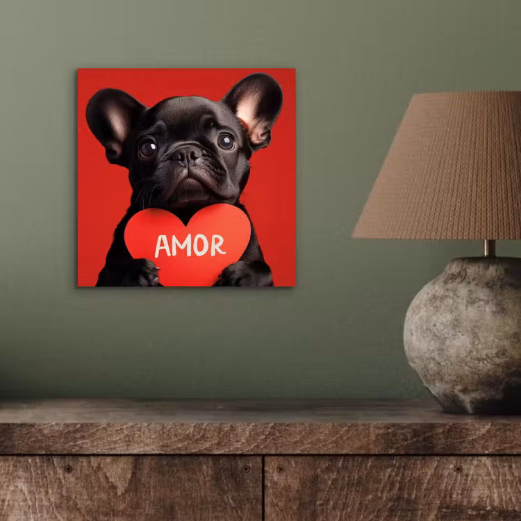 Aluminium schilderij - Amor - Hond - Hartje - Rood — 3