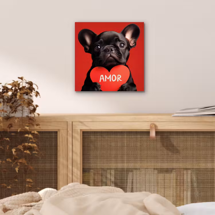 Aluminium schilderij - Amor - Hond - Hartje - Rood — 4