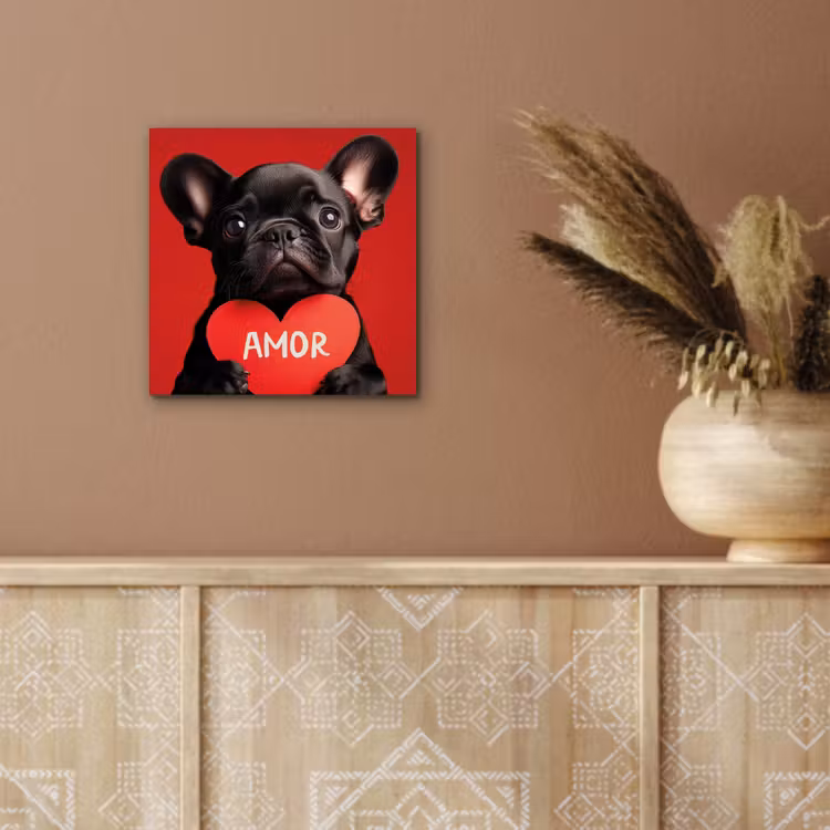 Aluminium schilderij - Amor - Hond - Hartje - Rood — 5