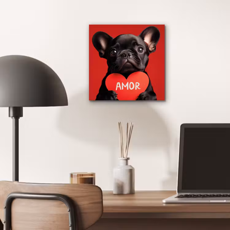 Aluminium schilderij - Amor - Hond - Hartje - Rood — 6