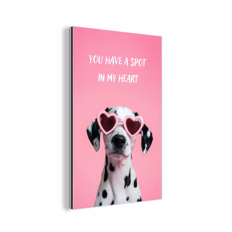 Aluminium schilderij - Hartjes - Hond - Valentijn - Roze — 1