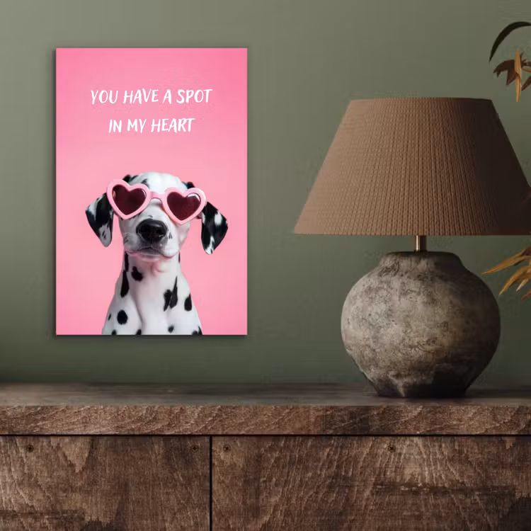 Aluminium schilderij - Hartjes - Hond - Valentijn - Roze — 3
