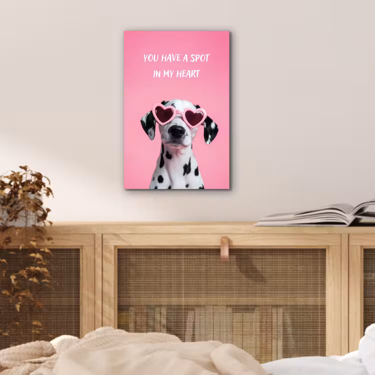 Aluminium schilderij - Hartjes - Hond - Valentijn - Roze — 4