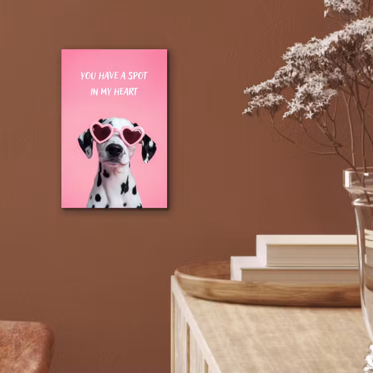 Aluminium schilderij - Hartjes - Hond - Valentijn - Roze — 5