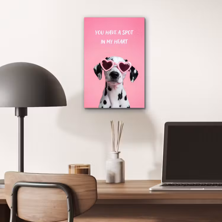 Aluminium schilderij - Hartjes - Hond - Valentijn - Roze — 6