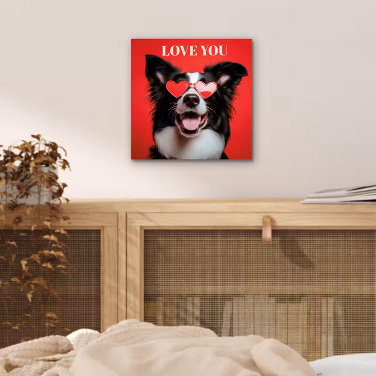 Aluminium schilderij - Hond - Hartjesbril - Loveyou - Rood — 4