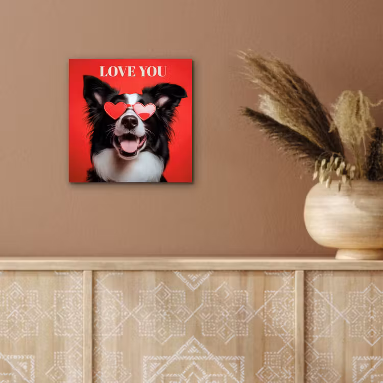 Aluminium schilderij - Hond - Hartjesbril - Loveyou - Rood — 5