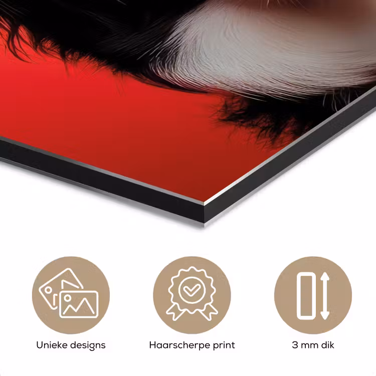 Aluminium schilderij - Hond - Hartjesbril - Loveyou - Rood — 7