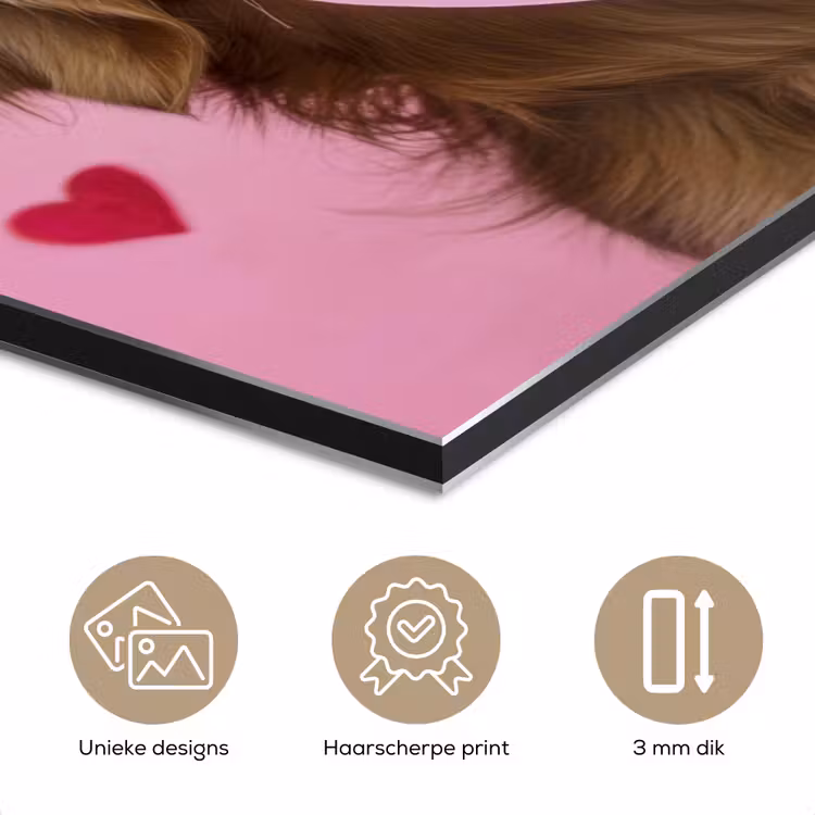 Aluminium schilderij - Hond - Kiss- Valentijn - Hartjes — 7