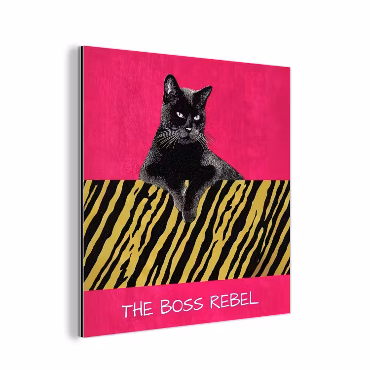 Aluminium schilderij - Kat - Baas - Roze - Tijgerprint — 1