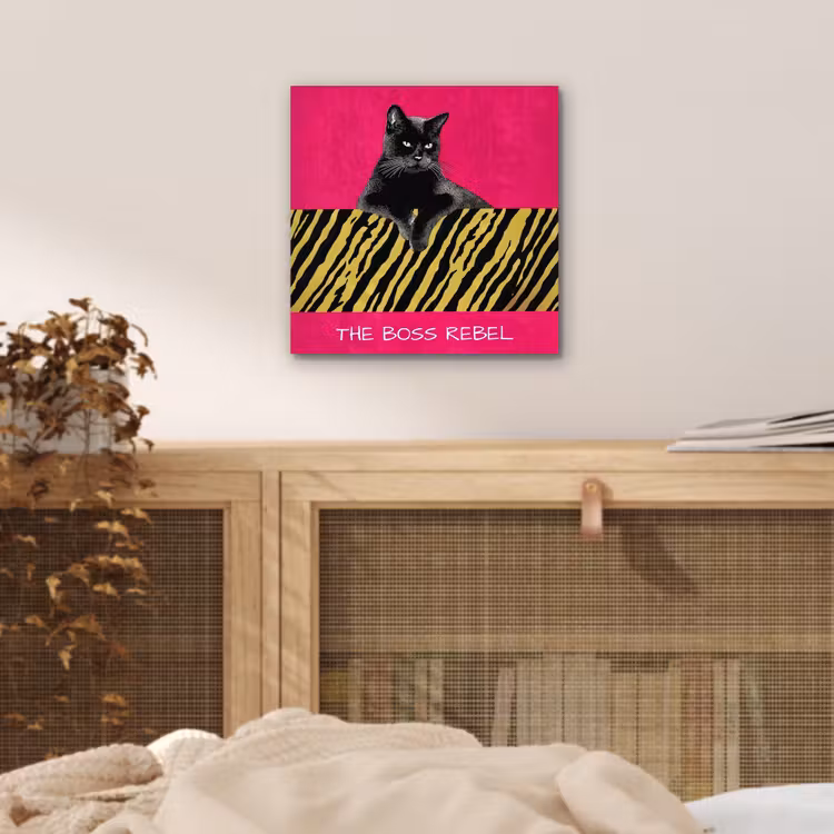 Aluminium schilderij - Kat - Baas - Roze - Tijgerprint — 4