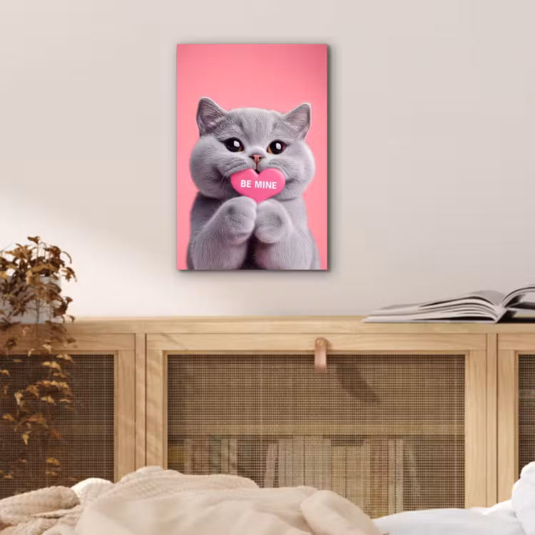 Aluminium schilderij - Kat - Valentijn - Roze - Liefde — 4