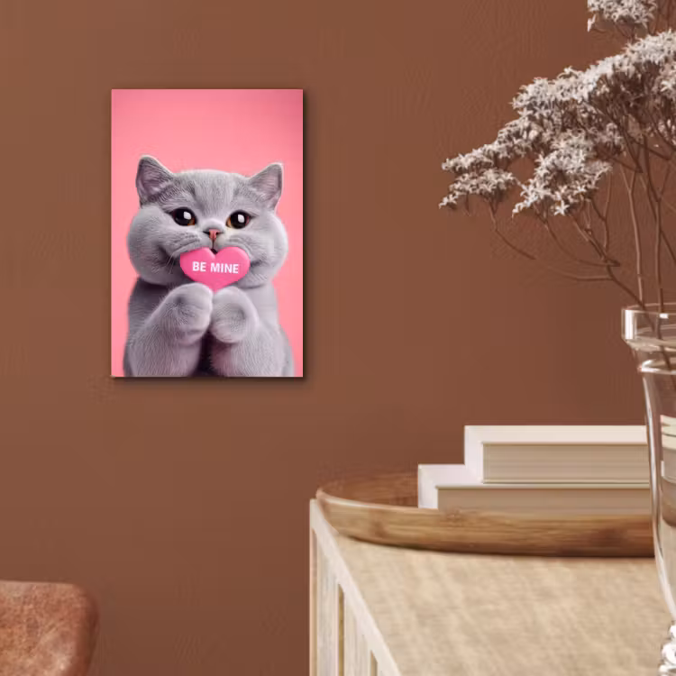 Aluminium schilderij - Kat - Valentijn - Roze - Liefde — 5