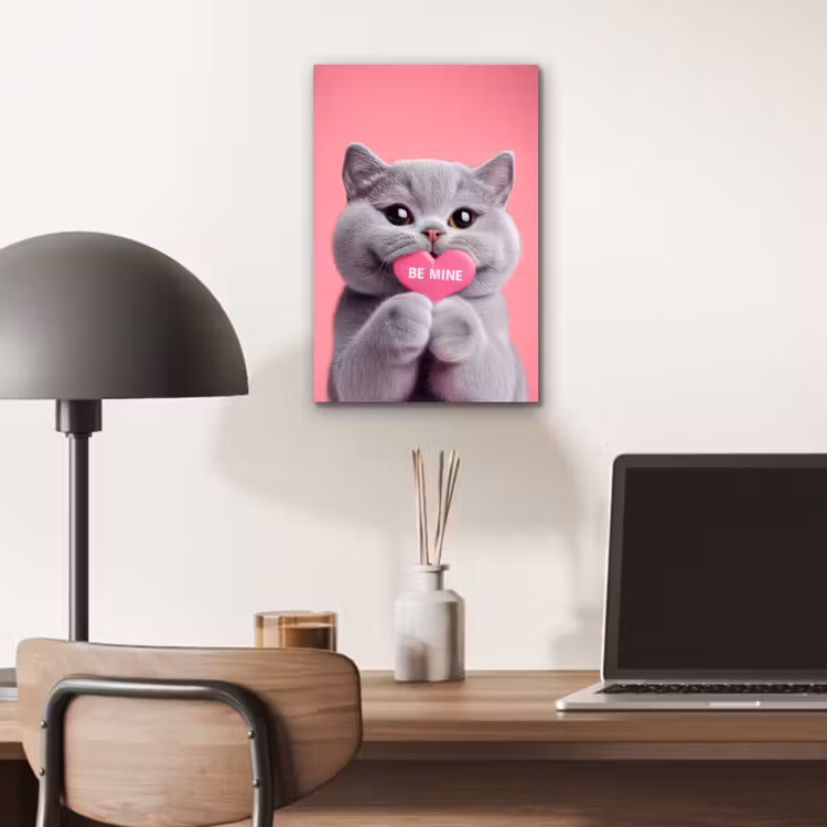 Aluminium schilderij - Kat - Valentijn - Roze - Liefde — 6