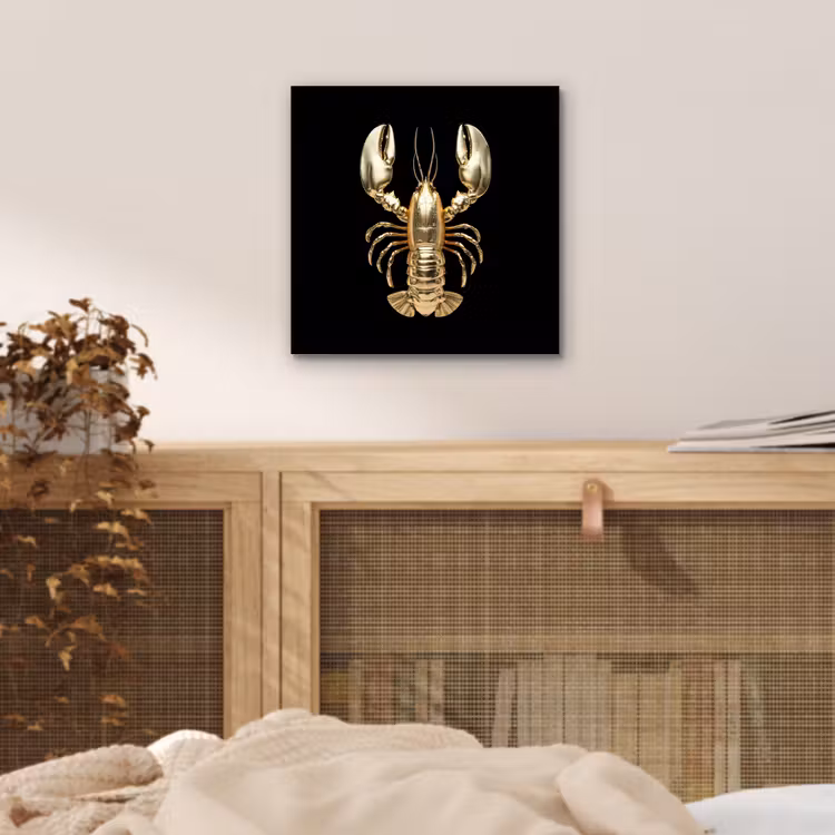 Aluminium schilderij - Kreeft - Goud - Textuur - Zwart — 4