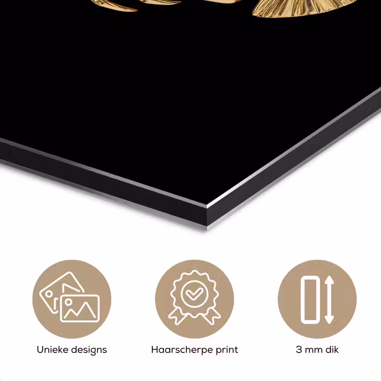 Aluminium schilderij - Kreeft - Goud - Textuur - Zwart — 7