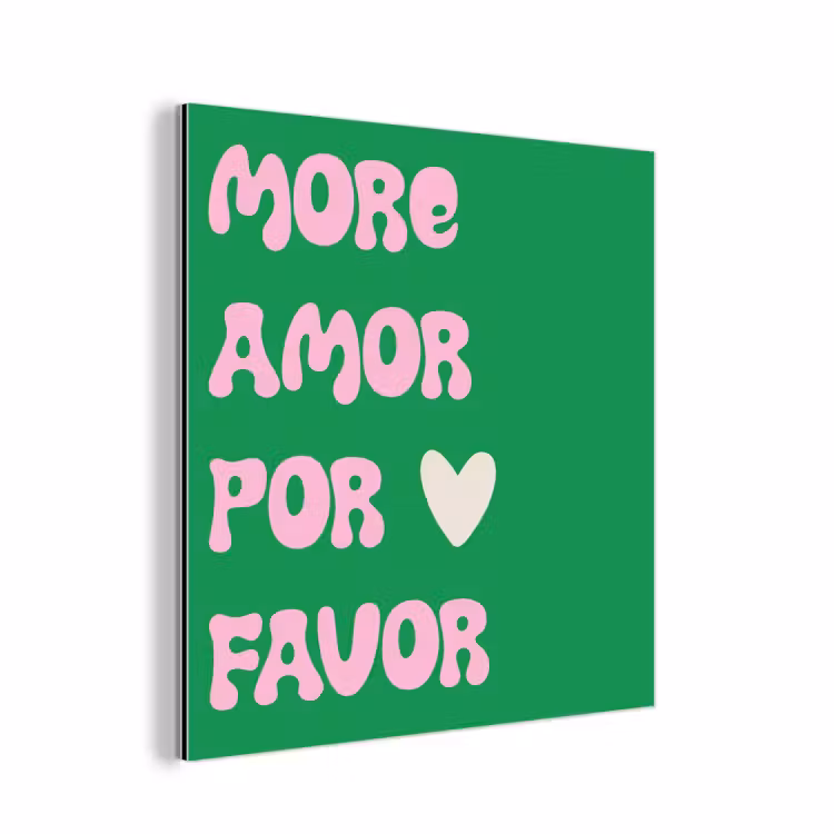 Aluminium schilderij - Amor - Valentijn - Groen - Tekst — 1