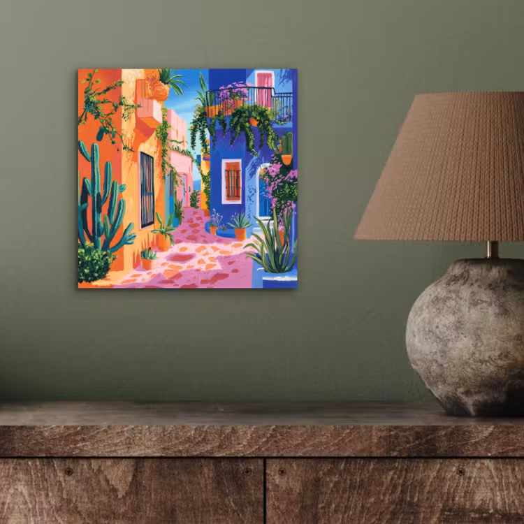 Aluminium schilderij - Geel - Blauw - Oranje - Huis — 3