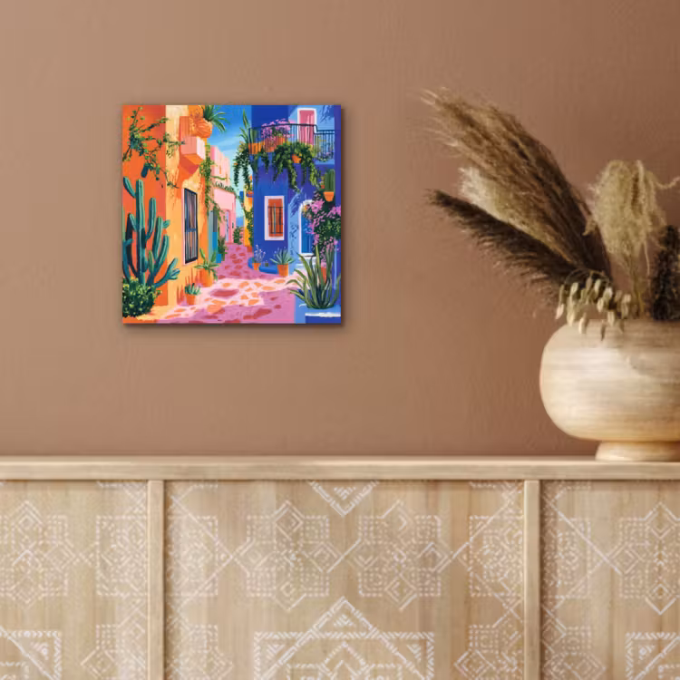 Aluminium schilderij - Geel - Blauw - Oranje - Huis — 5