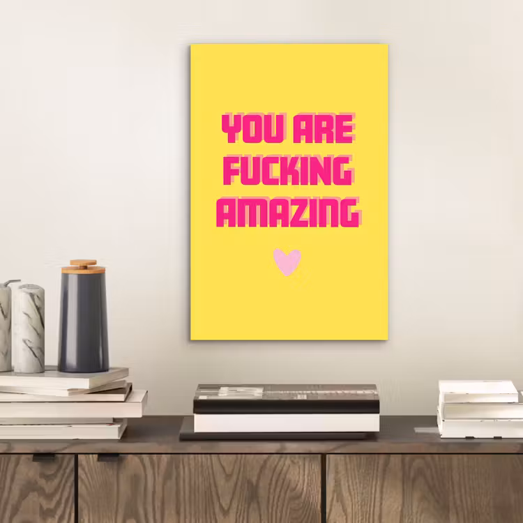 Aluminium schilderij - Geel - Valentijn - Tekst — 2
