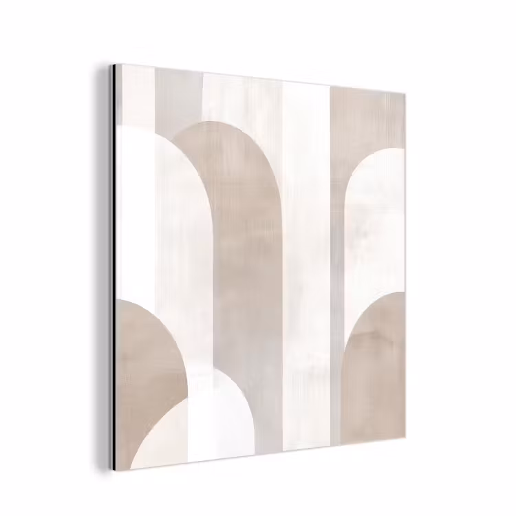 Aluminium schilderij - Abstracte bogen - Modern - Beige — 1