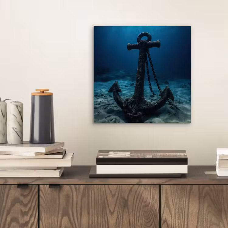Aluminium schilderij - Anker - Ijzer - Zeebodem - Zand — 2