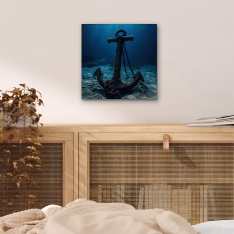 Aluminium schilderij - Anker - Ijzer - Zeebodem - Zand — 4