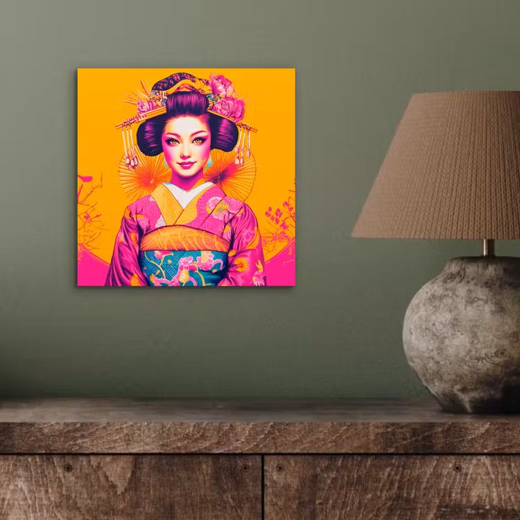 Aluminium schilderij - Bloemen - Vrouw - Kimono - Roze — 3