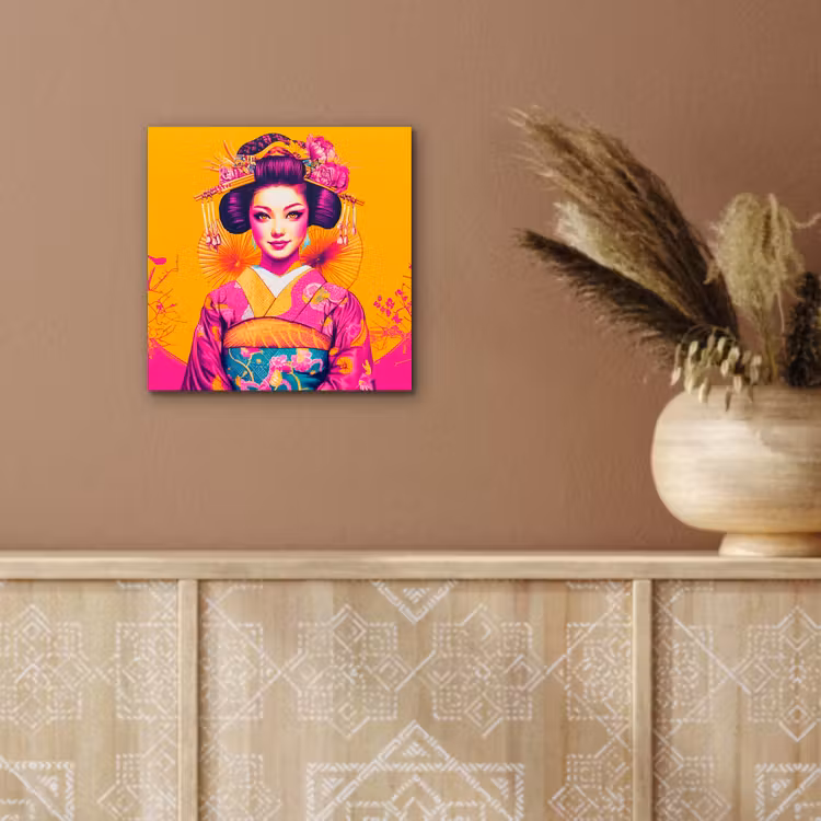 Aluminium schilderij - Bloemen - Vrouw - Kimono - Roze — 5