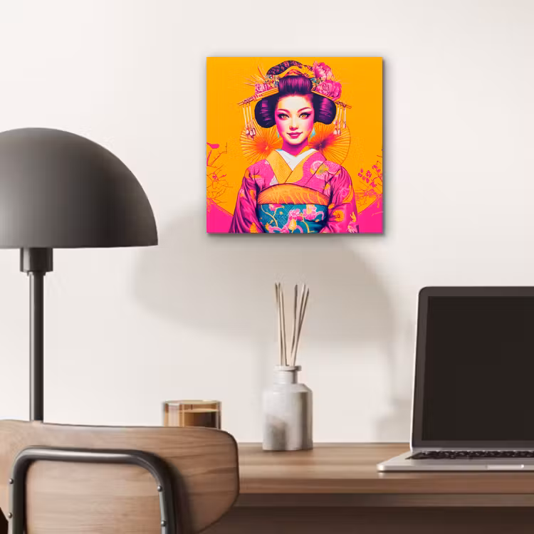 Aluminium schilderij - Bloemen - Vrouw - Kimono - Roze — 6